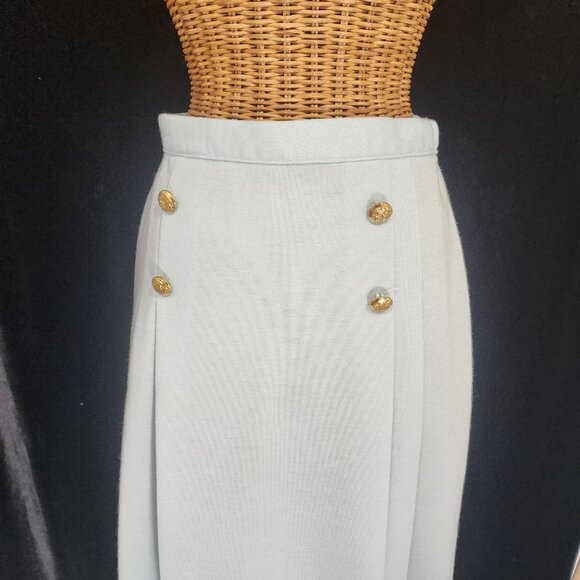 Vintage ILGWU Union Made Powder Blue Pleated & Button Skirt 26.5"" plus stretch - Picture 2 of 11